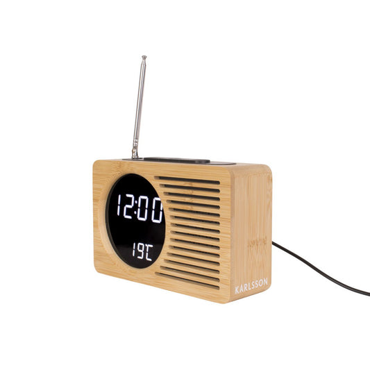 Wecker Retro Radio Bambus