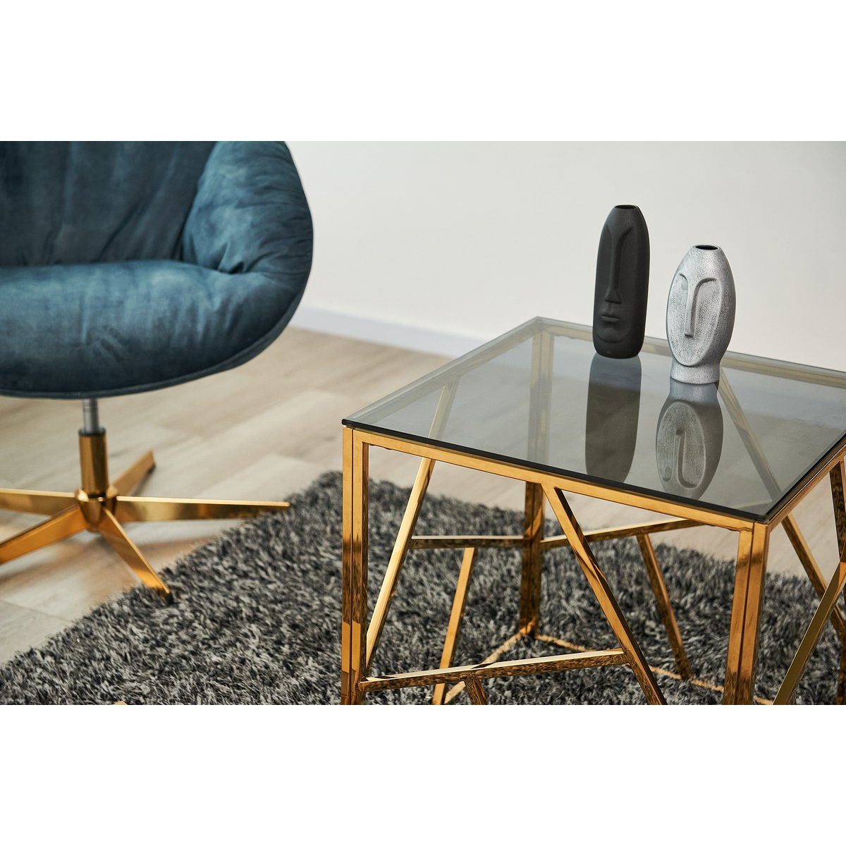 Beistelltisch Gold/Grau 55x55 cm