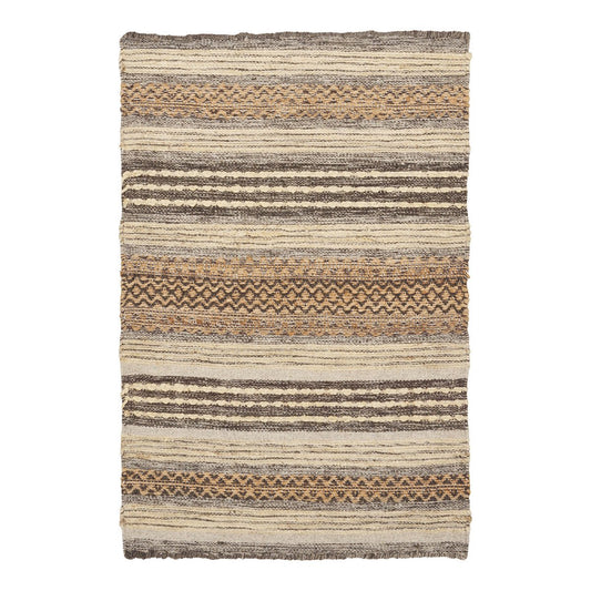 Morena Fußmatte – Natur/Grau, handgewebt, Jute/Wolle, 60 x 90 cm