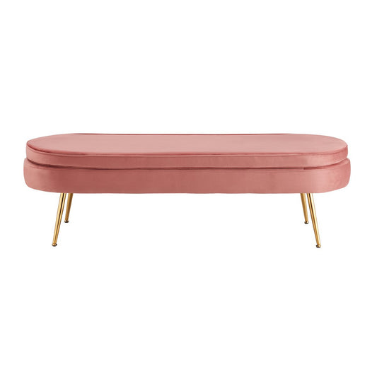 Pouf oval long made of rose velvet