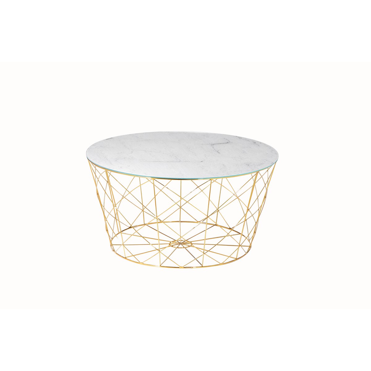 Coffee table with metal basket Ø 80 cm