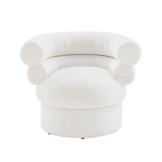 Armchair boucle fabric white
