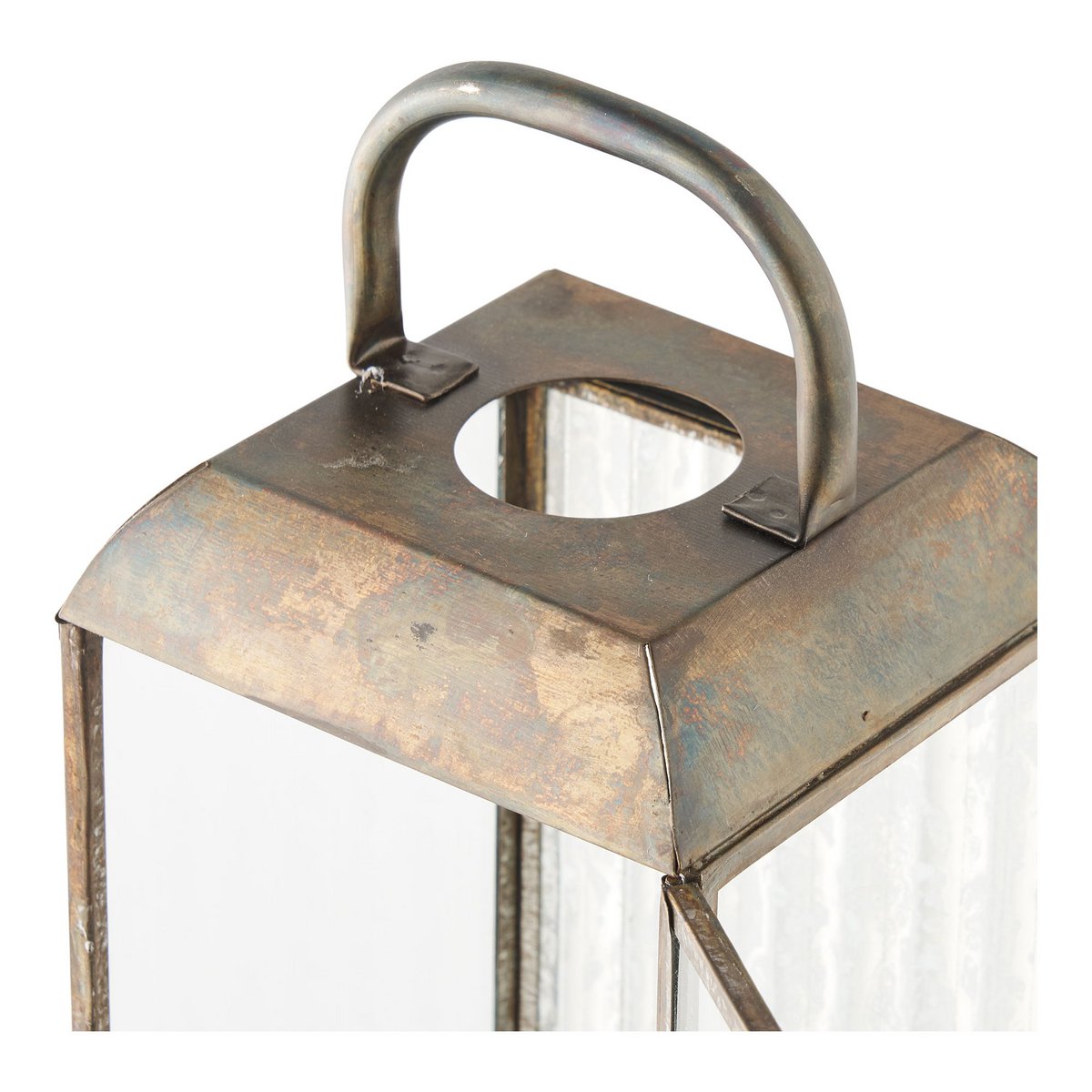 Herslev Laterne, Glas/Metall, Antik-Messing-Optik, 12x12x60 cm