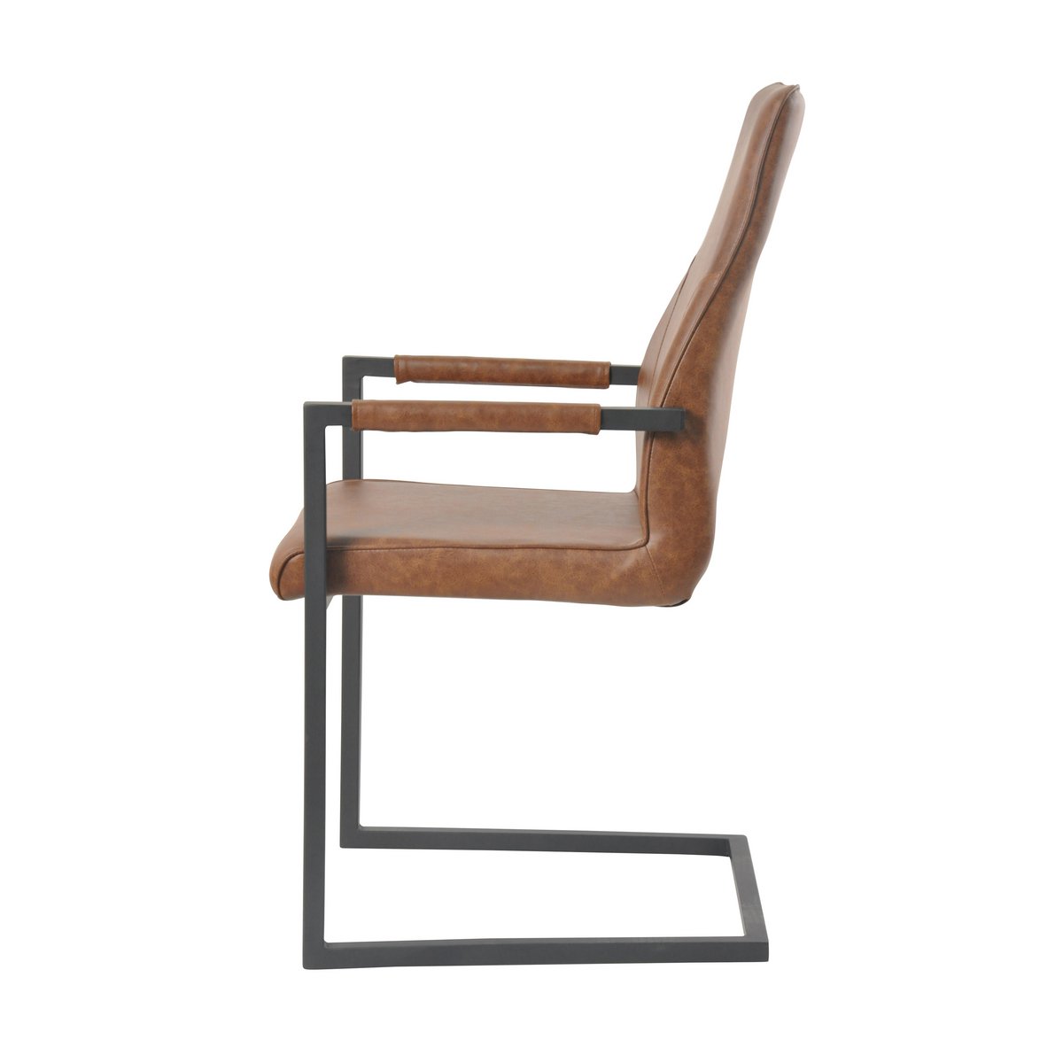 Dining chair, set of 2, light brown, imitation leather look