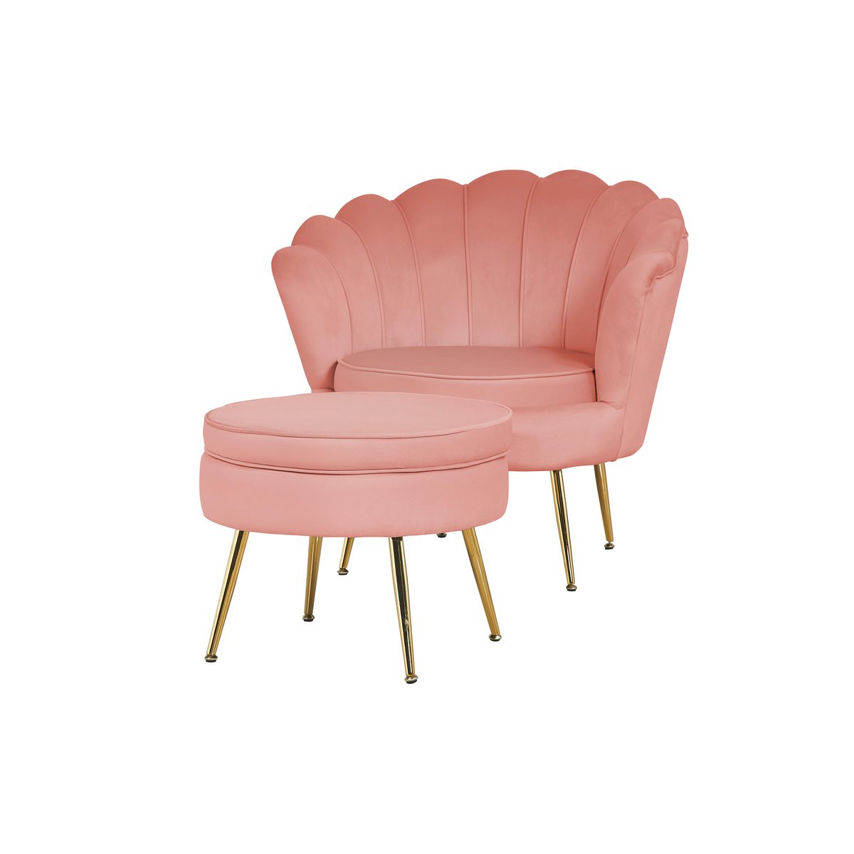 Shell armchair in velvet Rose