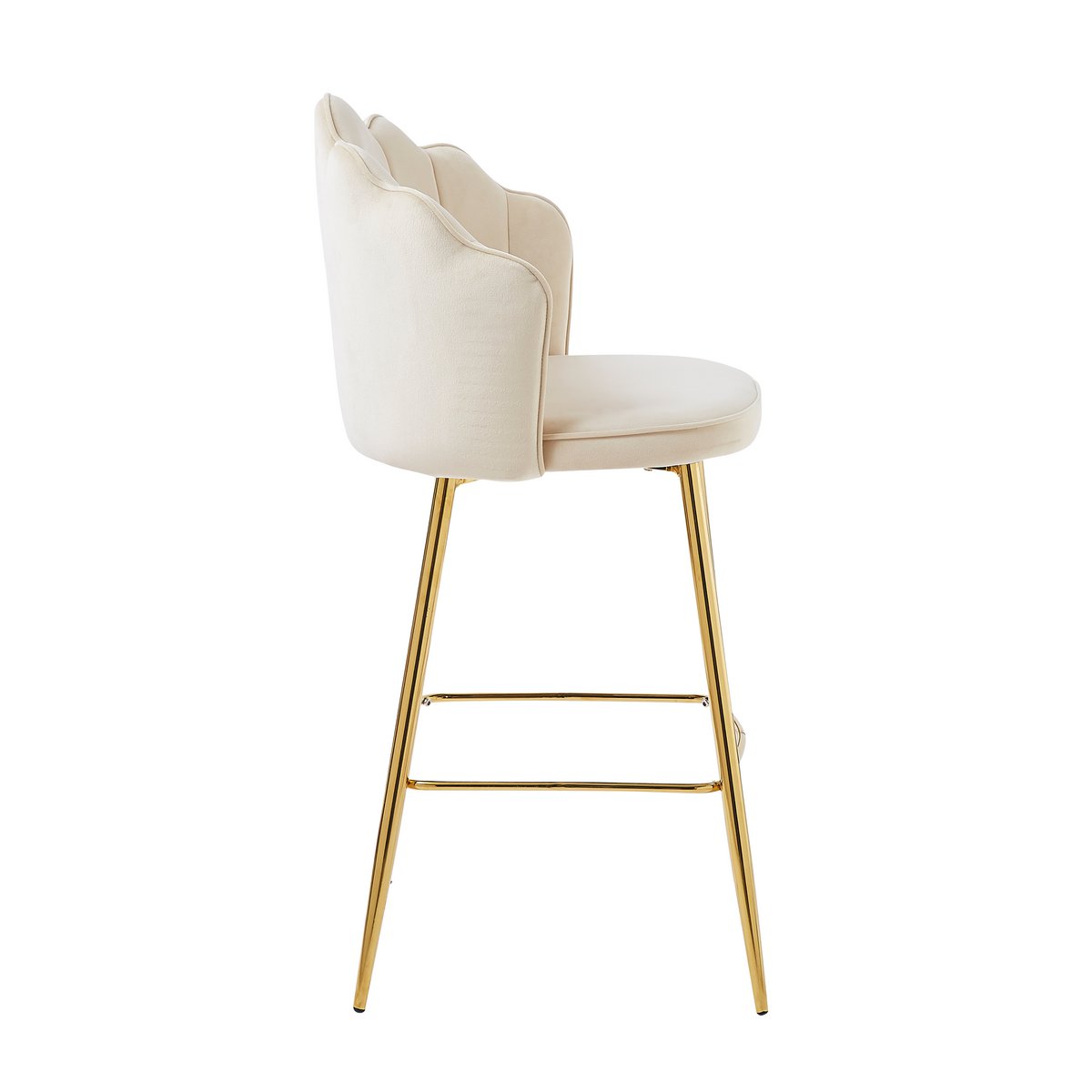 Set of 2 shell design bar stools in beige velvet