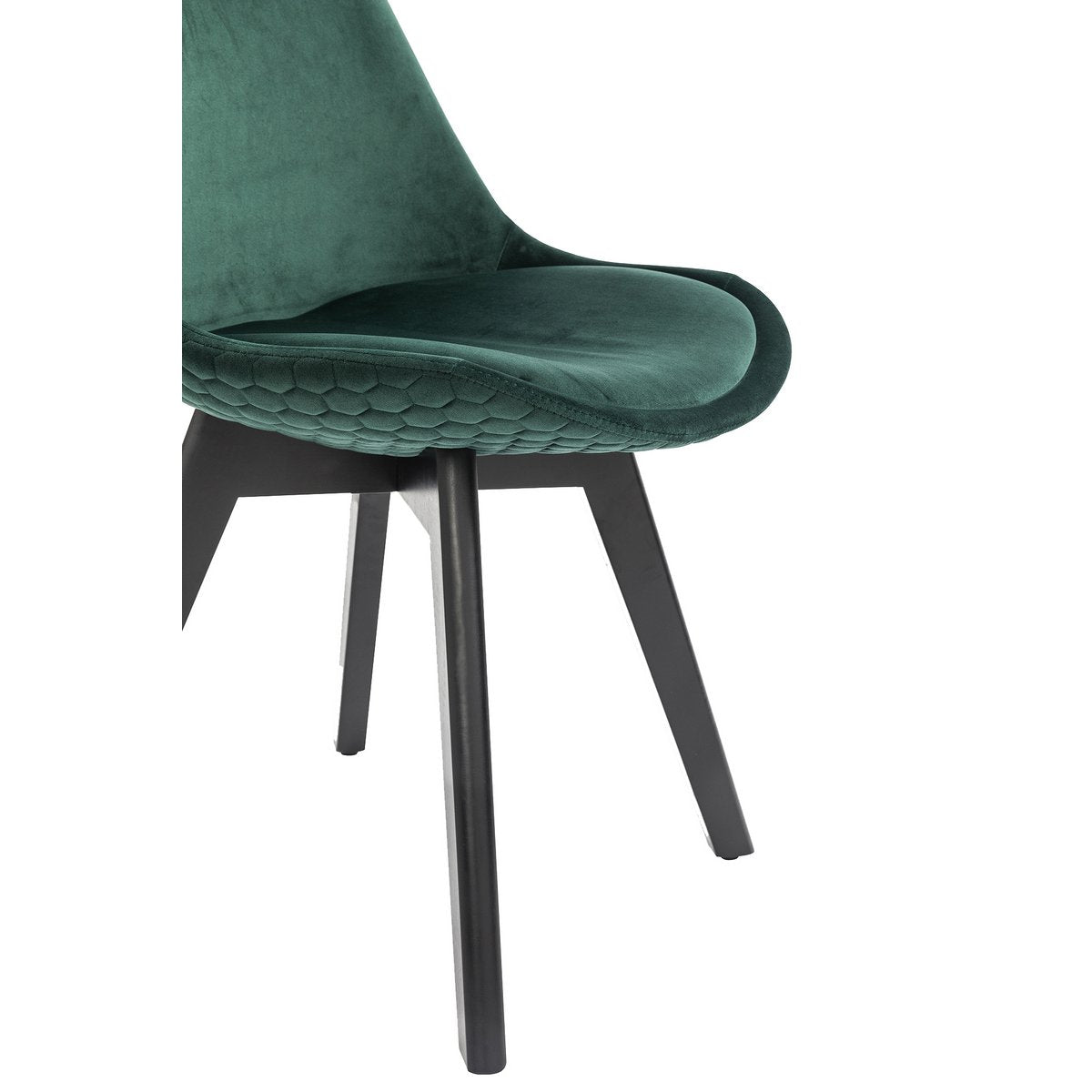 Set of 2 dining chairs in green velvet