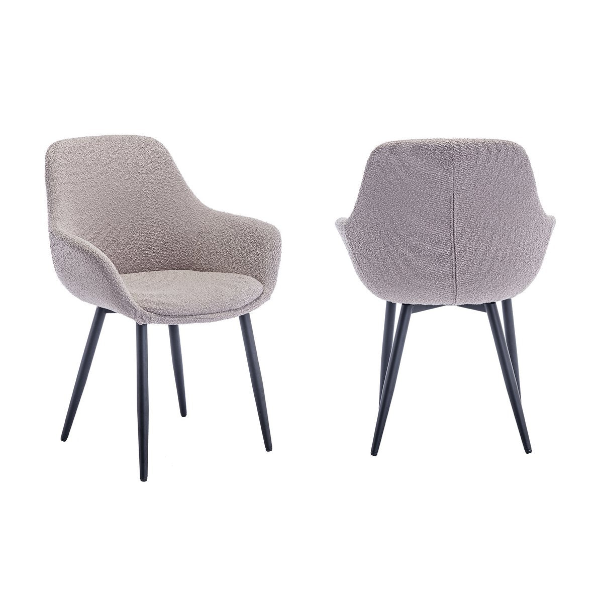 Armchair Bouclé fabric taupe set of 2