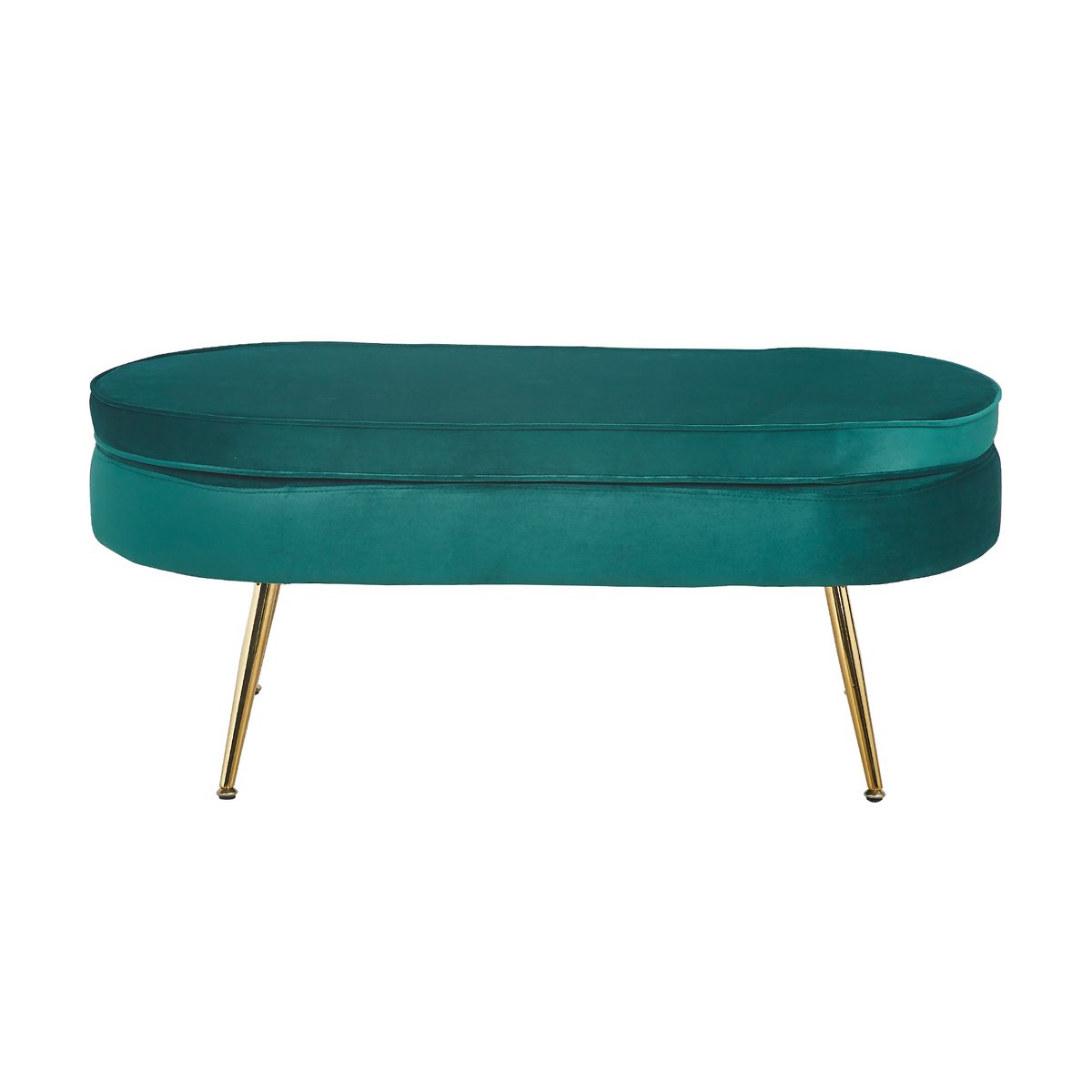 Velvet oval pouf green