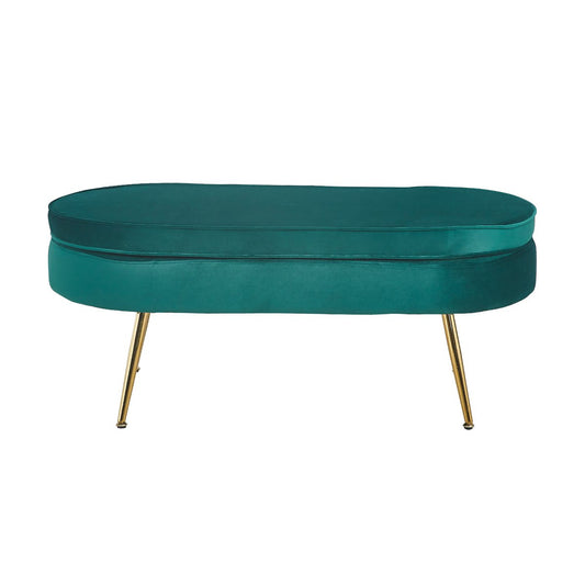 Velvet oval pouf green