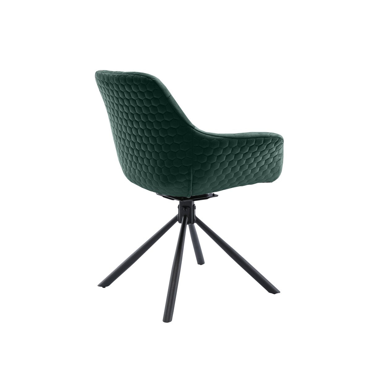 Armchair with honeycomb quilting in fir green velvet