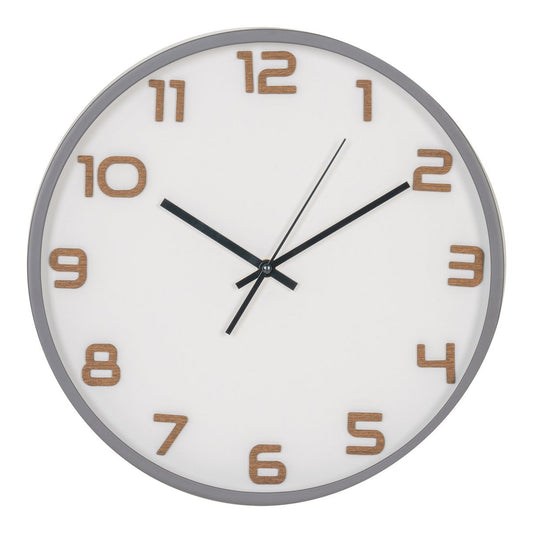 Greenwich Wanduhr - Grau, Glas, Kunststoff, Ø35cm