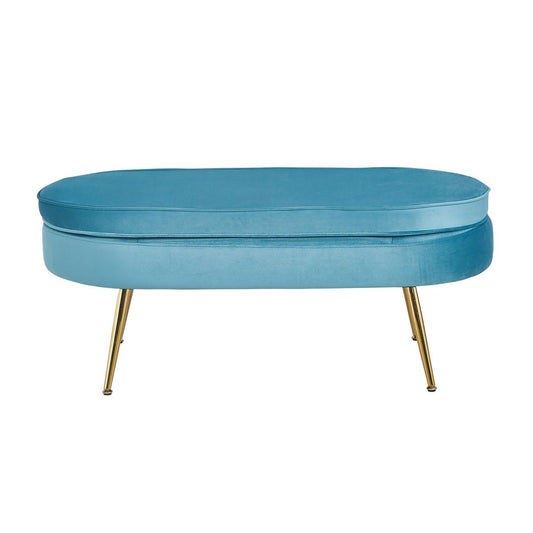 Pouf oval made of blue velvet