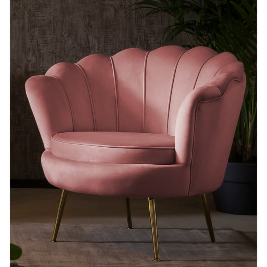Shell armchair in velvet Rose
