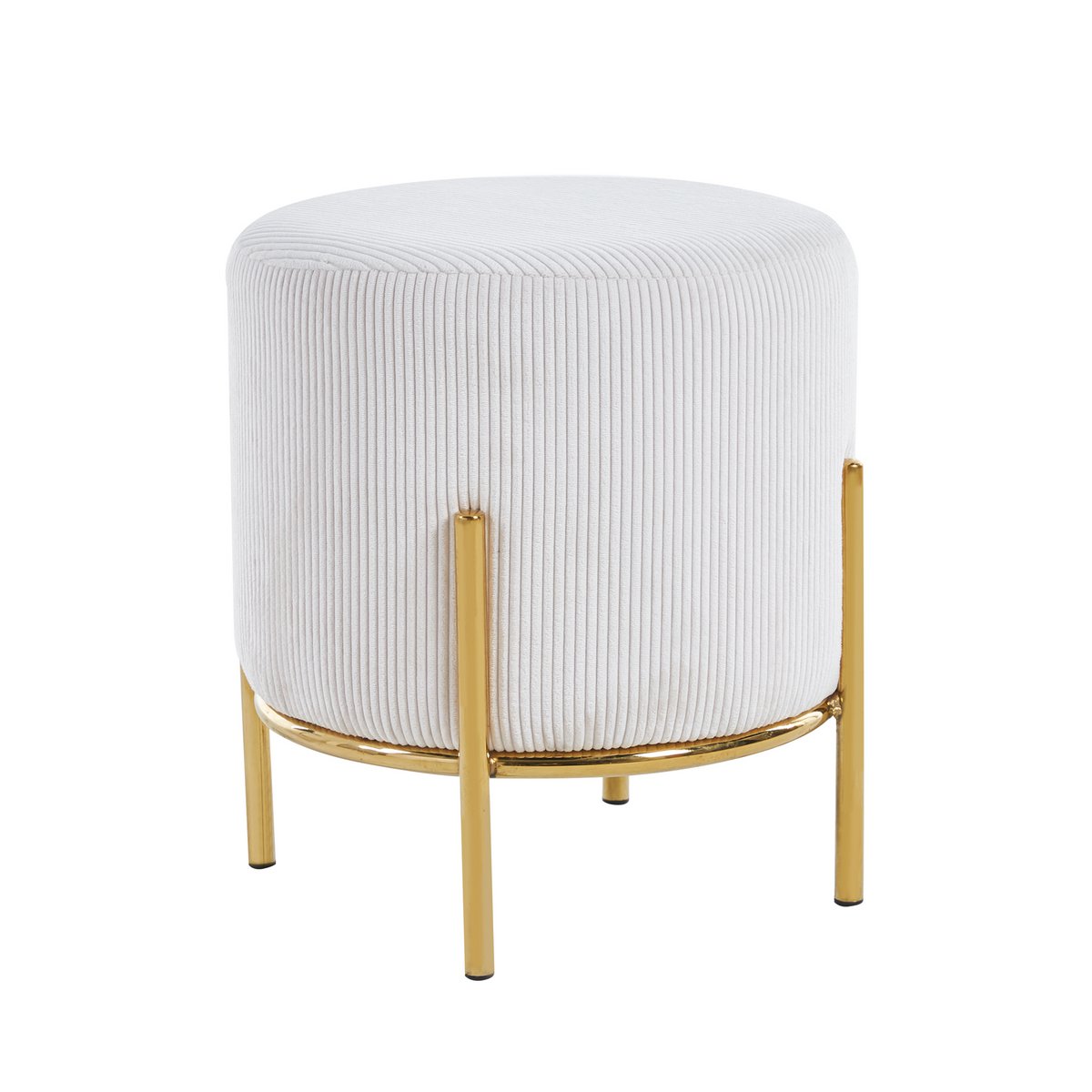 Upholstered stool Ø35 cm cord optic beige
