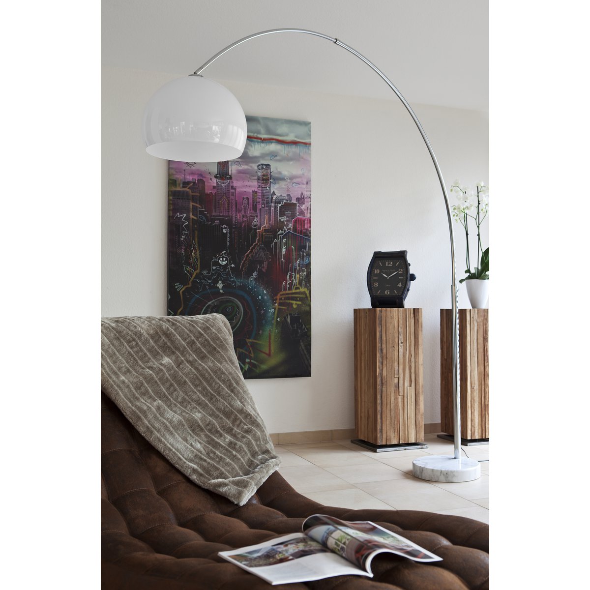 Arc lamp 230 cm white plastic