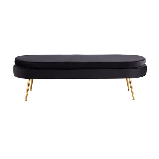 Pouf oval long made of black velvet