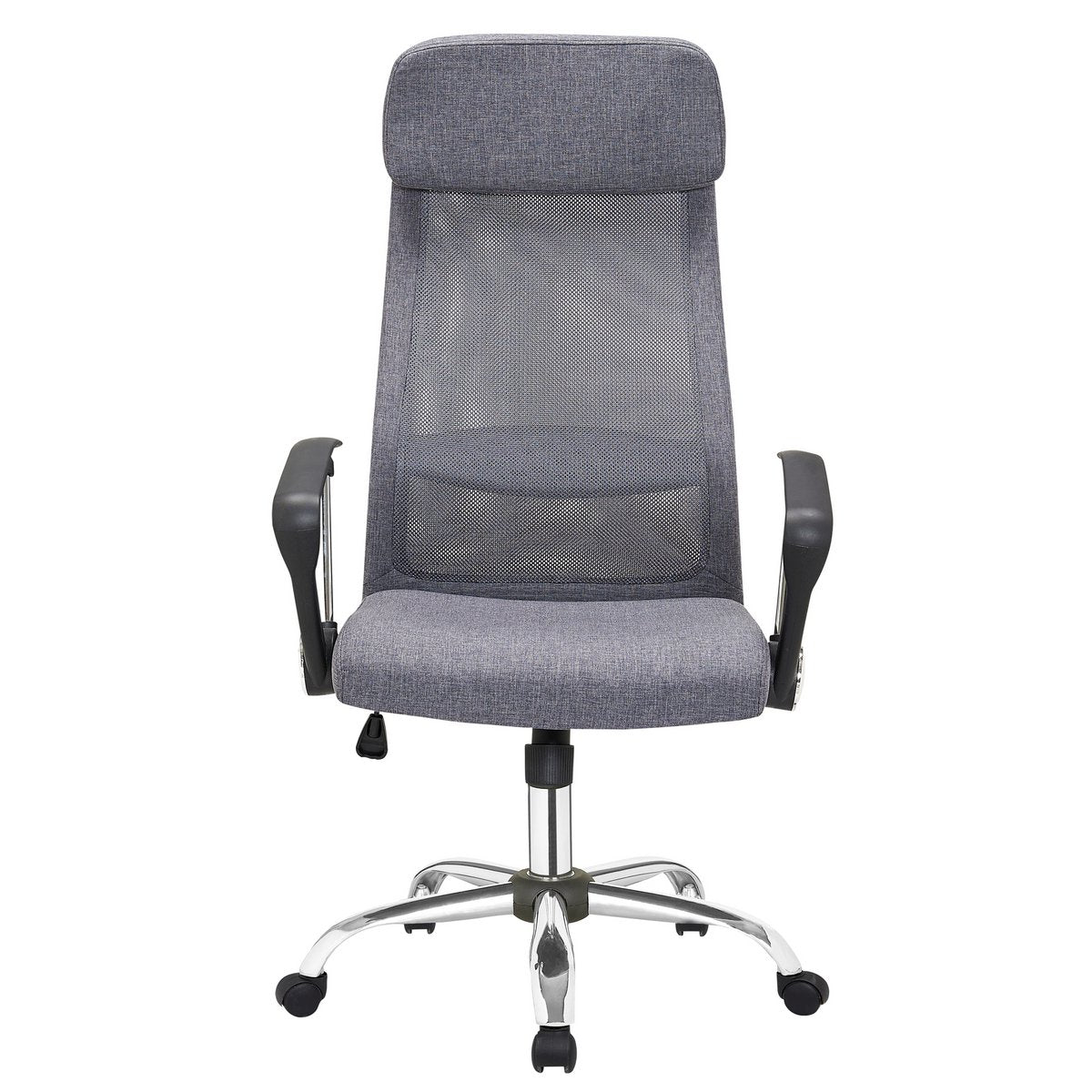Gray office chair with mesh and fabric upholstery