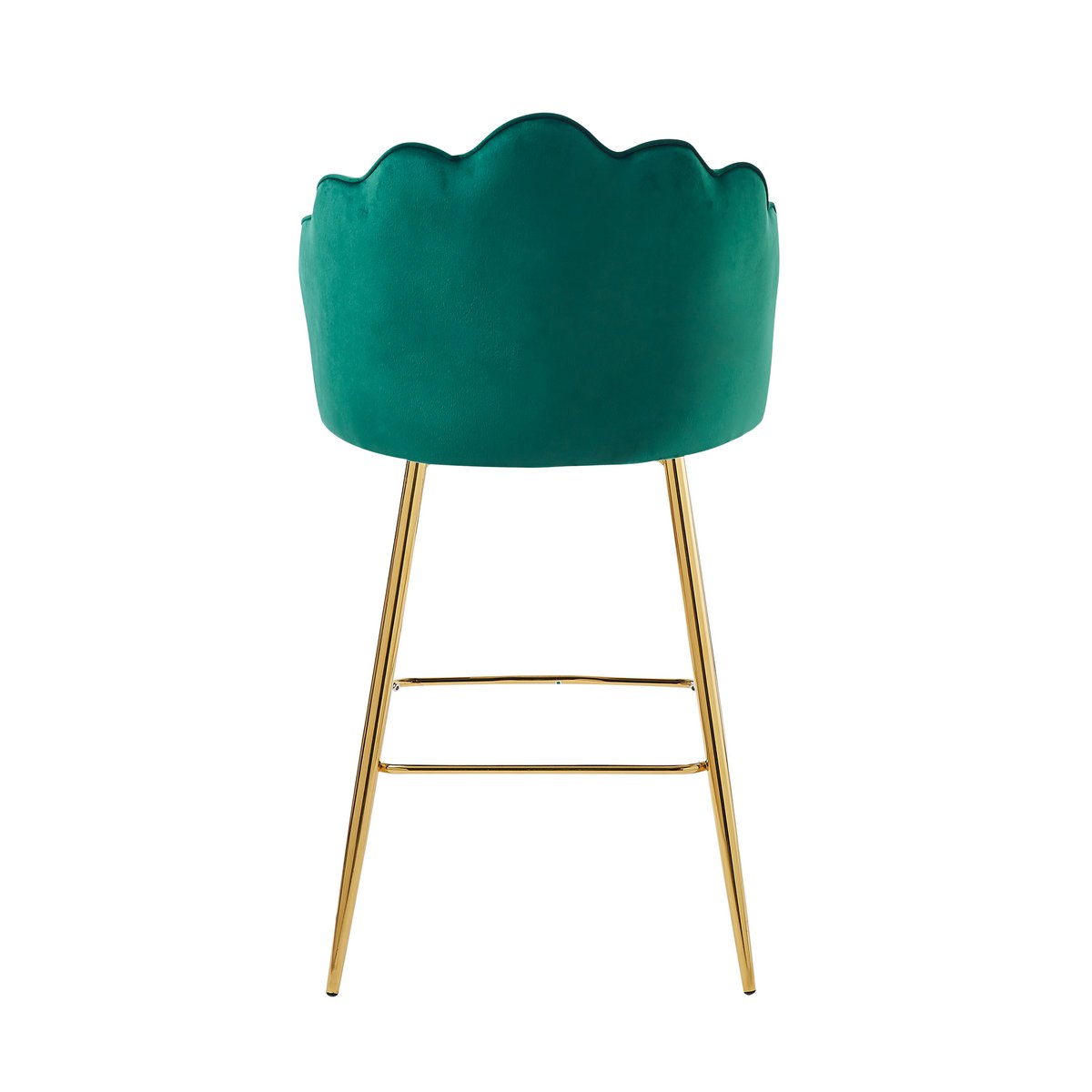Set of 2 Shell Design Velvet Bar Stools Green