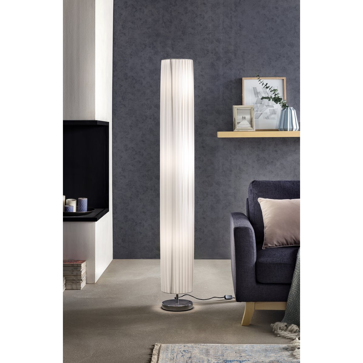 Floor lamp 160 cm round white, chrome
