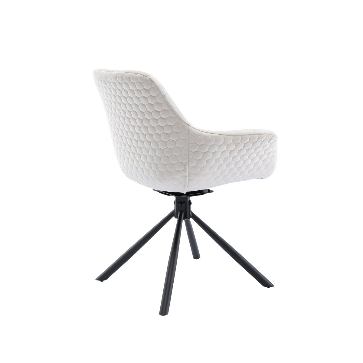 Armchair with honeycomb quilting in cream velvet