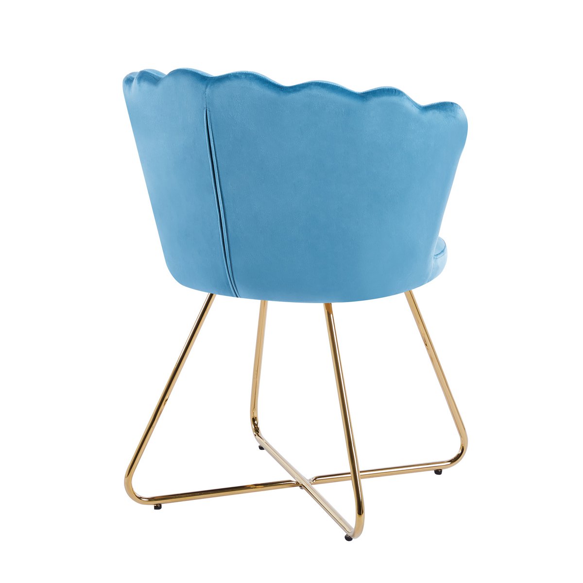 Set of 2 blue velvet shell chairs