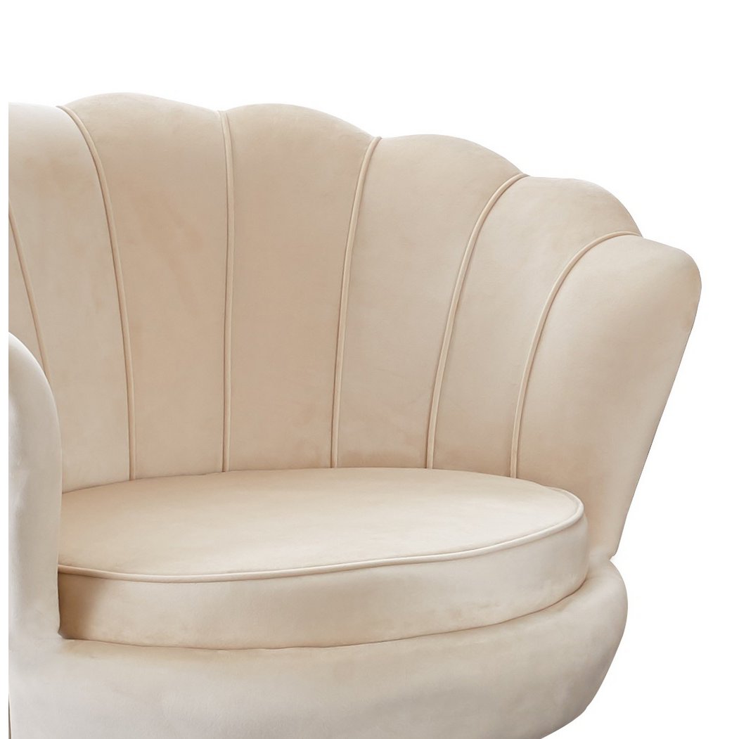 Shell armchair in beige velvet