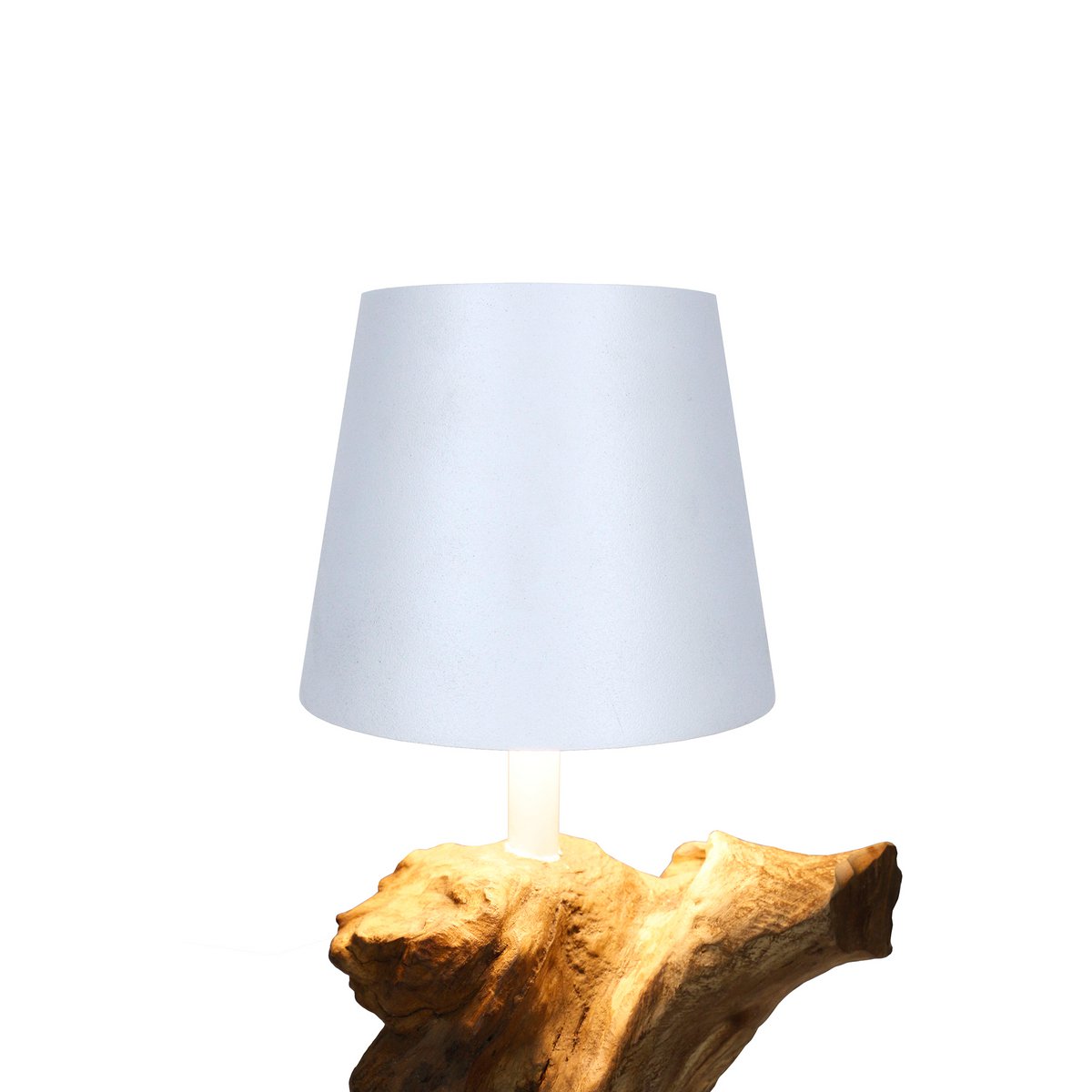 Tischleuchte 29 cm Natur/Weiß mit LED-Akku