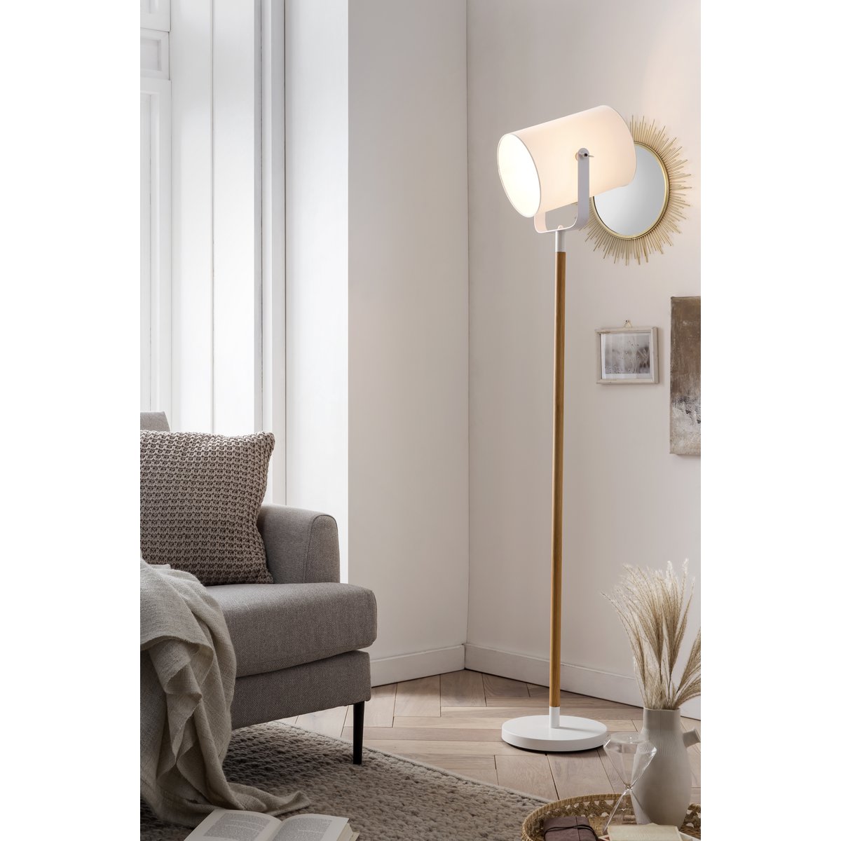 Floor lamp Scandinavian white/natural