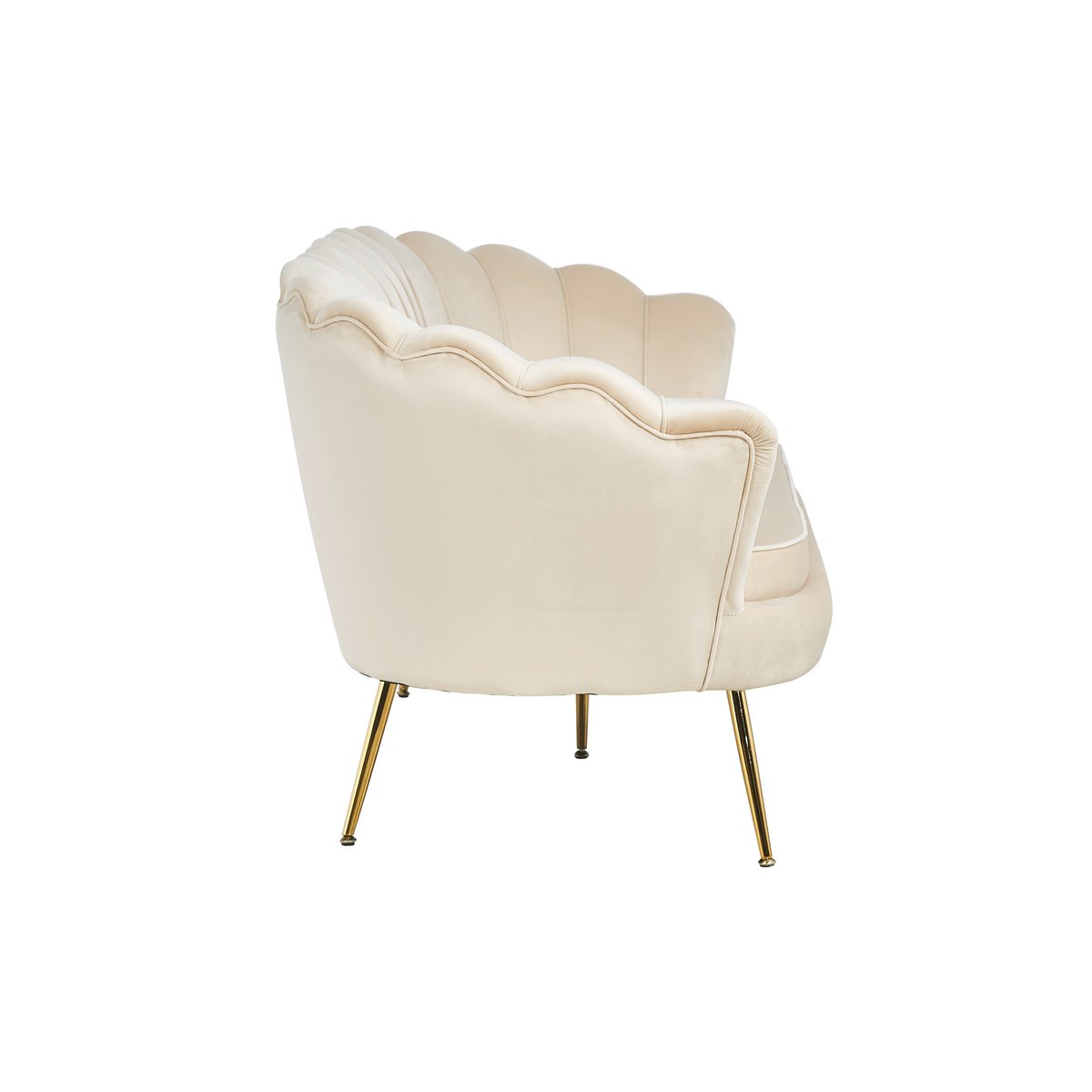 Shell sofa 3 seater in beige velvet