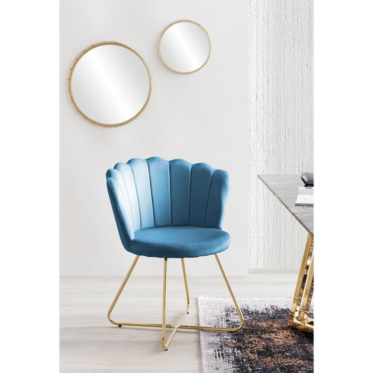 Set of 2 blue velvet shell chairs