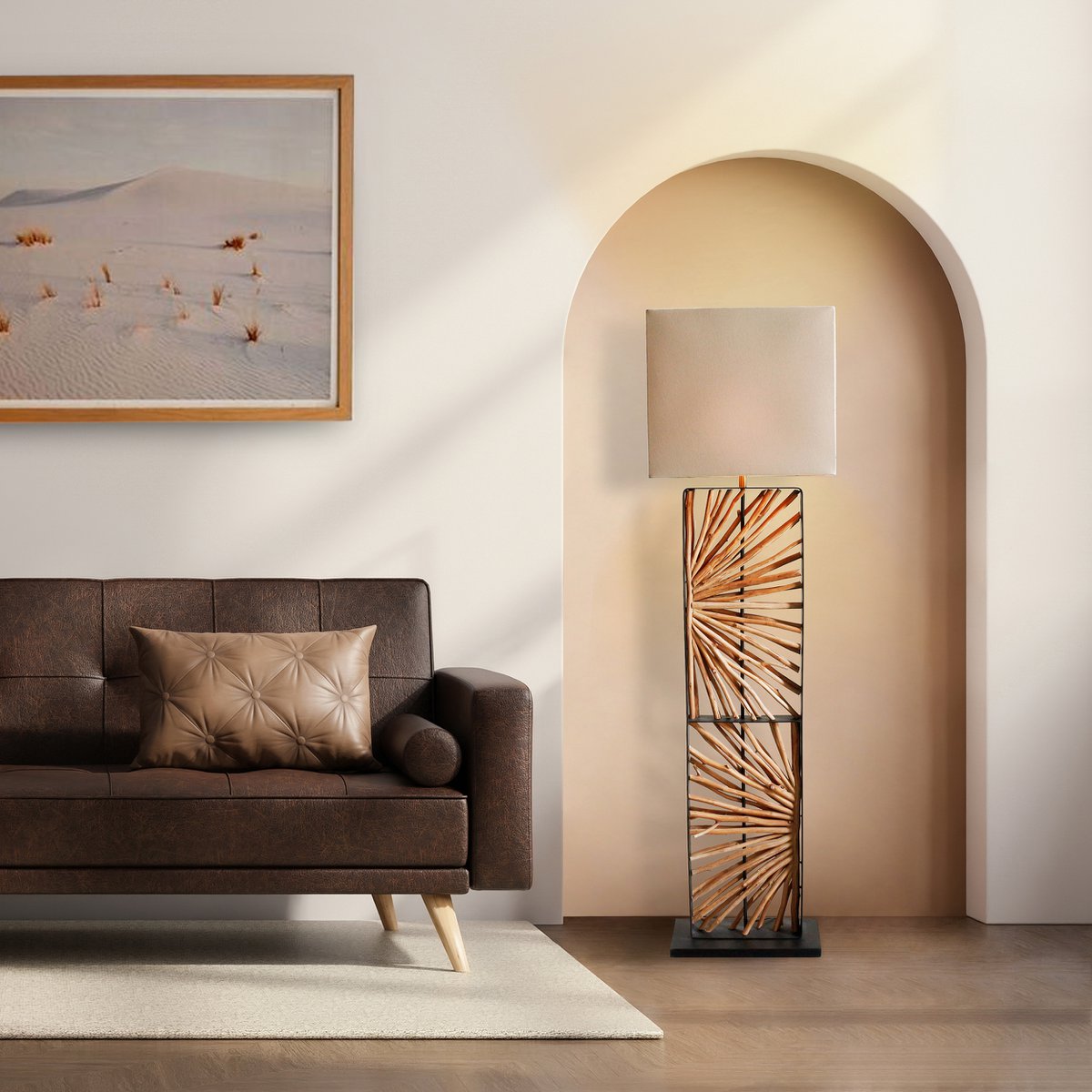 Floor lamp driftwood natural/beige 165 cm