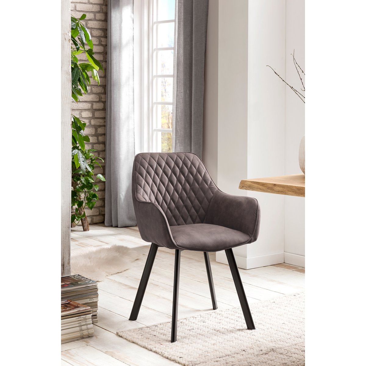 Set of 2 armchairs in taupe microfibre