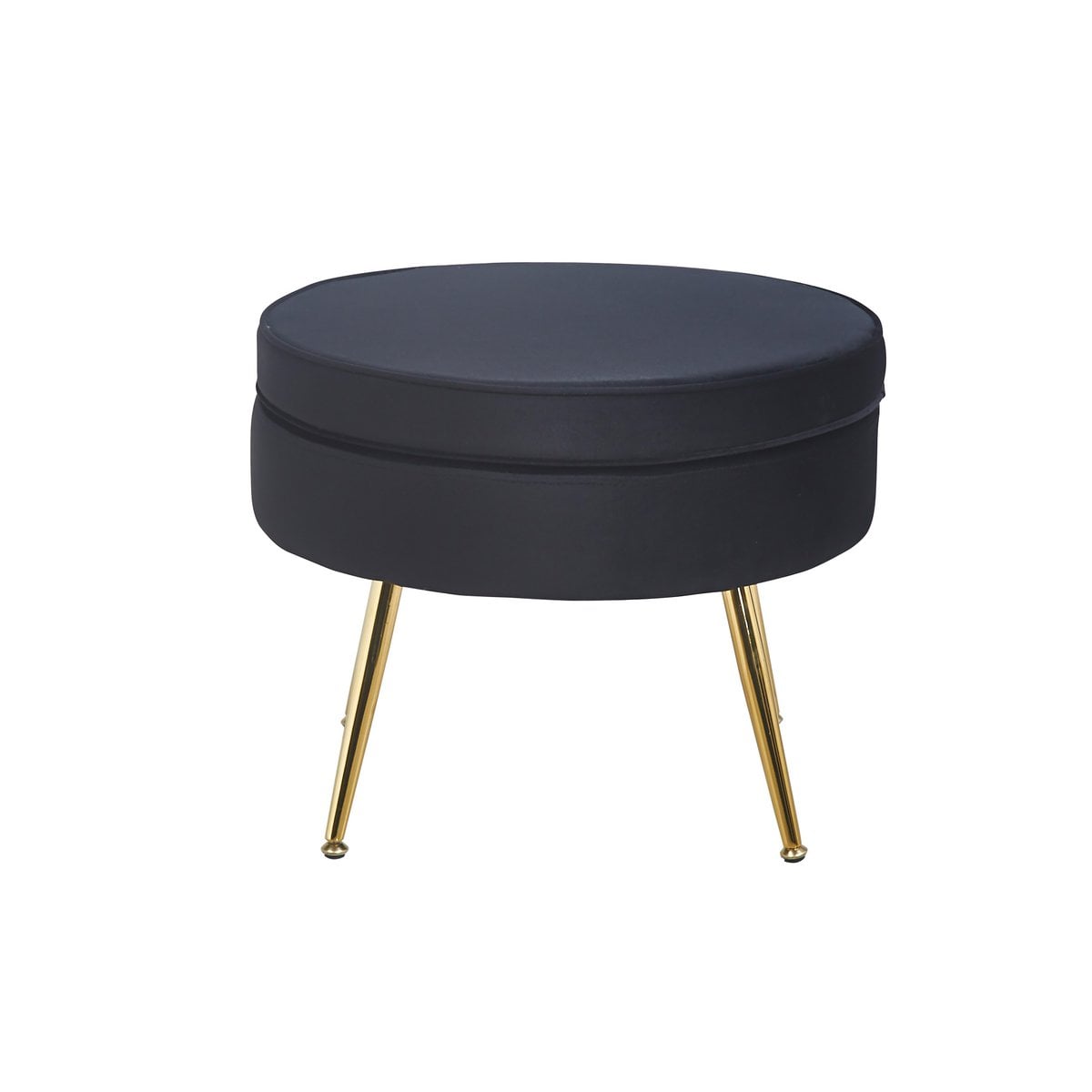 Round pouf in black velvet