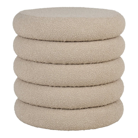 Brooklyn Pouf - MDF, Kiefernholz, Schaumstoff, Polyester, Beige - Ø44x44 cm