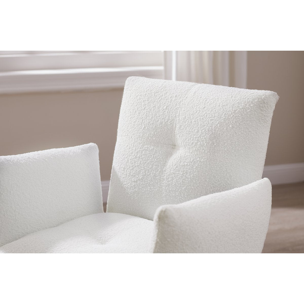 Armchair Bouclé fabric white