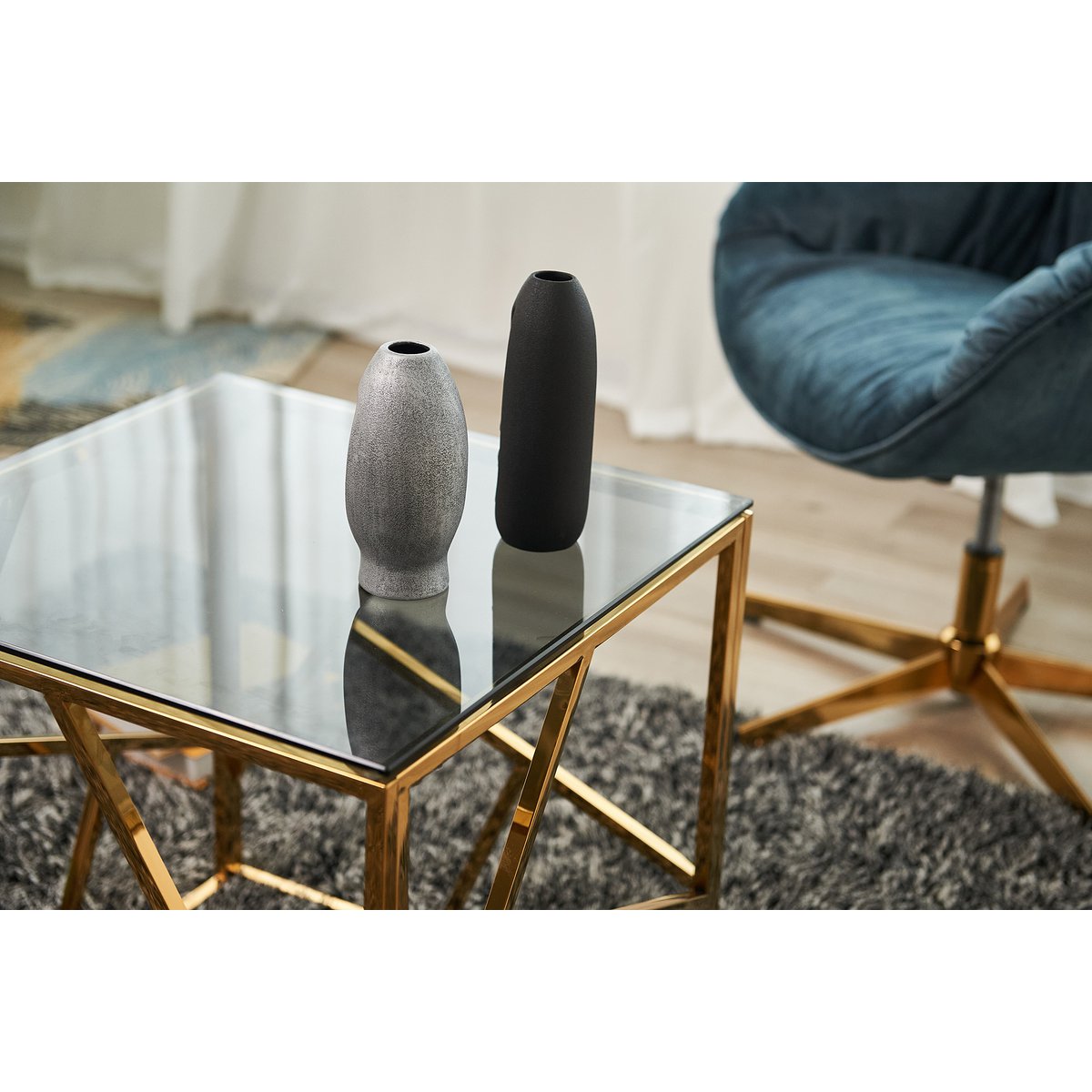 Beistelltisch Gold/Grau 55x55 cm