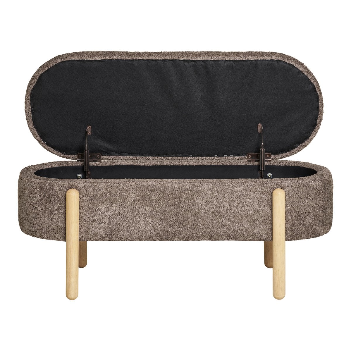 Branca Bank – Braun/Natur, Polyester/Schaum/Sperrholz, 98 x 41 x 48 cm