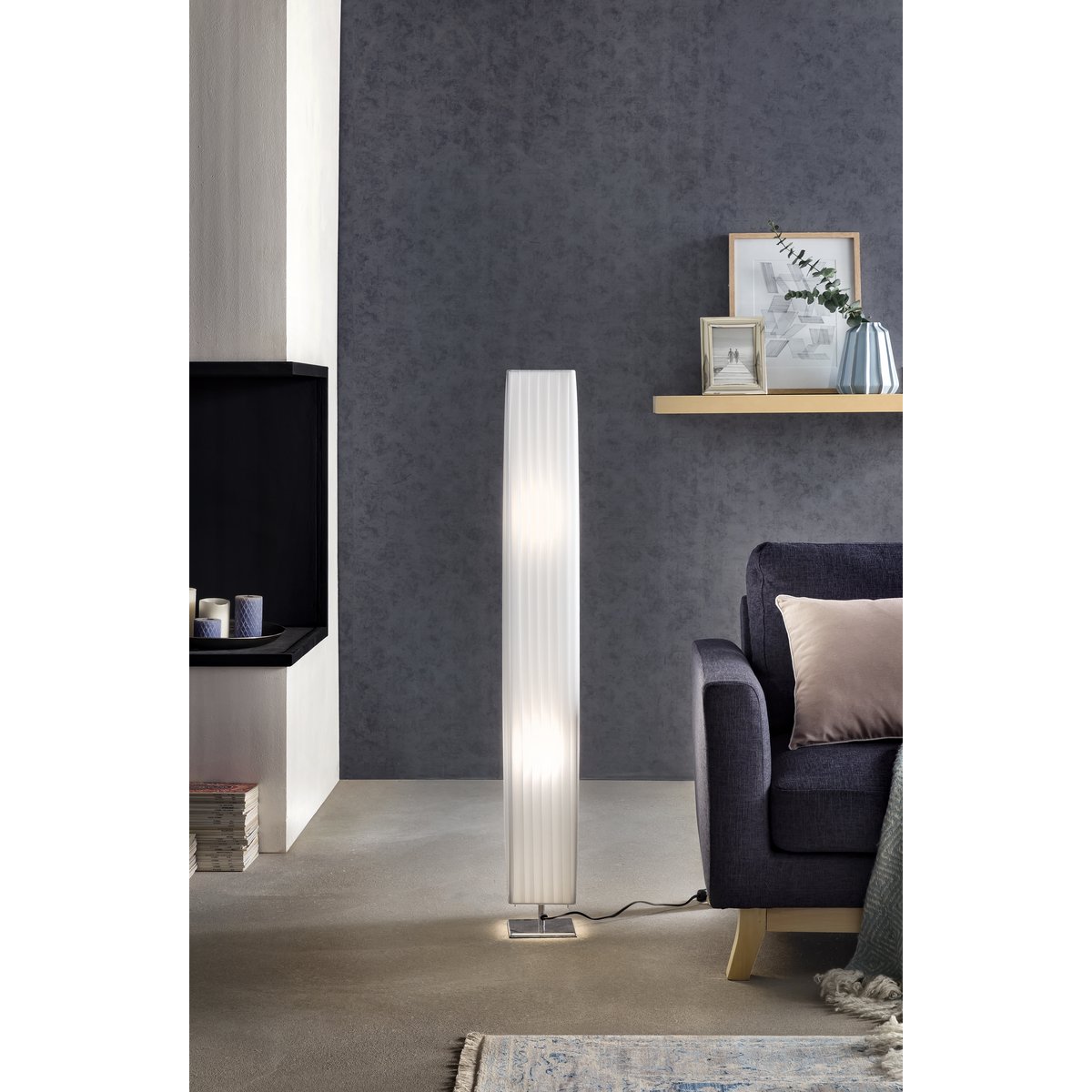 Floor lamp 120 cm square white, chrome