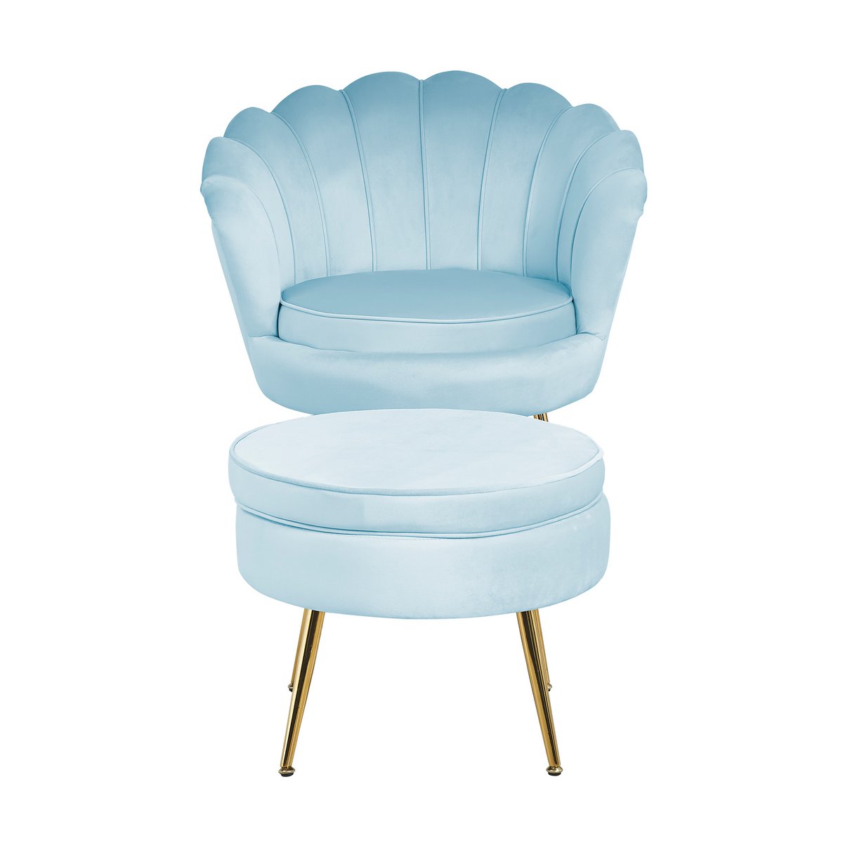 Velvet shell armchair in light grey