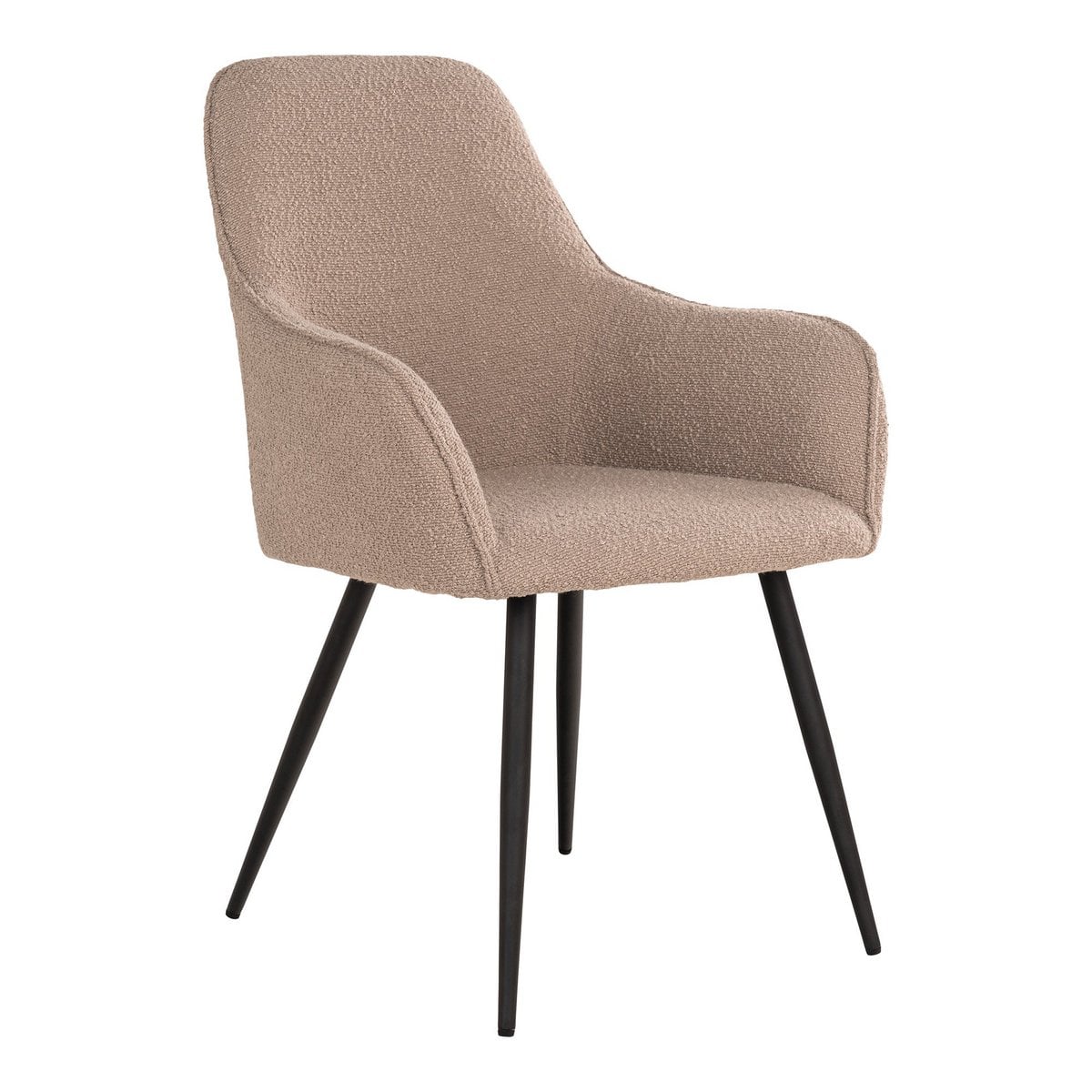 Harbo Esszimmerstuhl – Beige Bouclé, schwarze Beine – 2er-Set