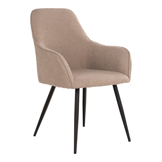 Harbo Esszimmerstuhl – Beige Bouclé, schwarze Beine – 2er-Set
