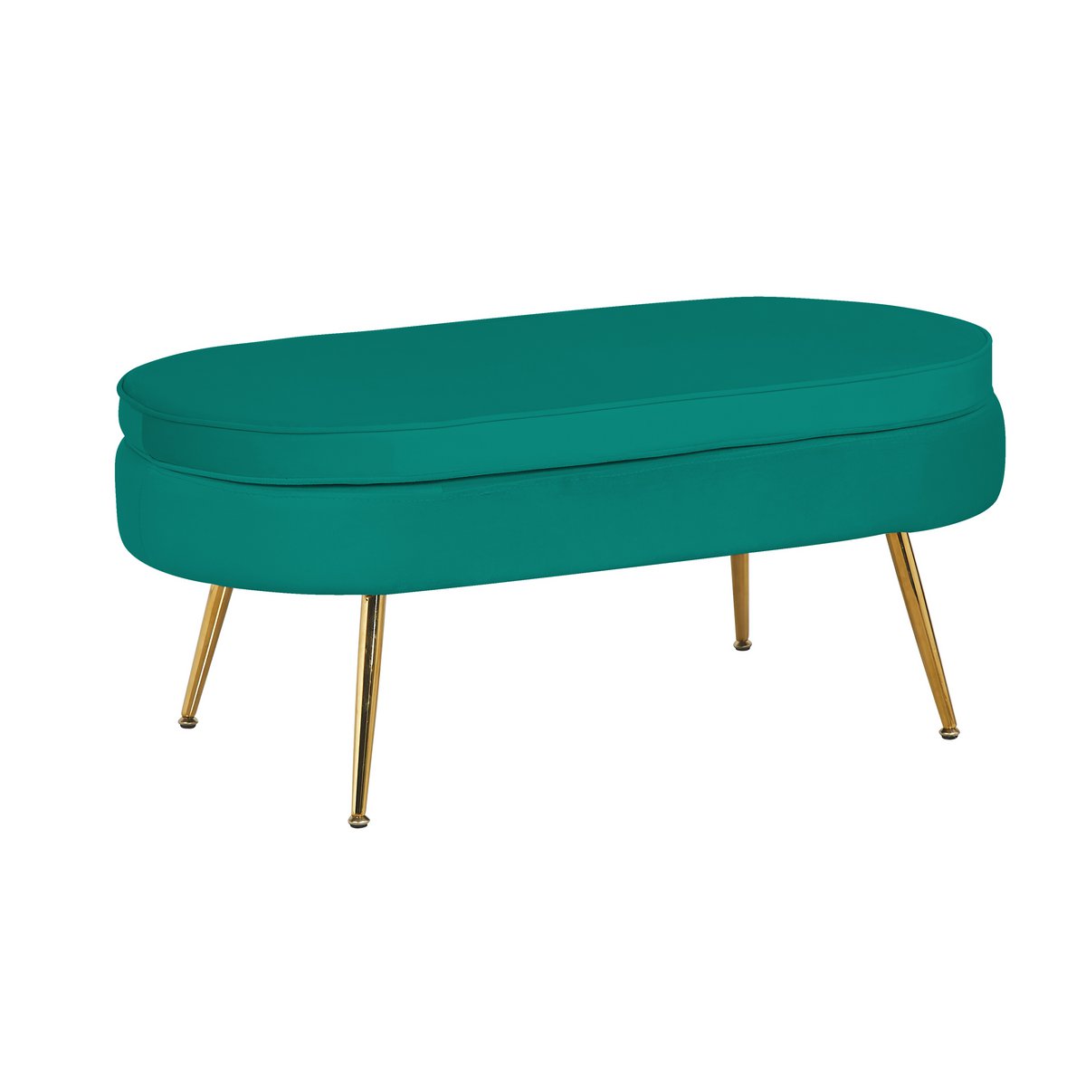 Velvet oval pouf green