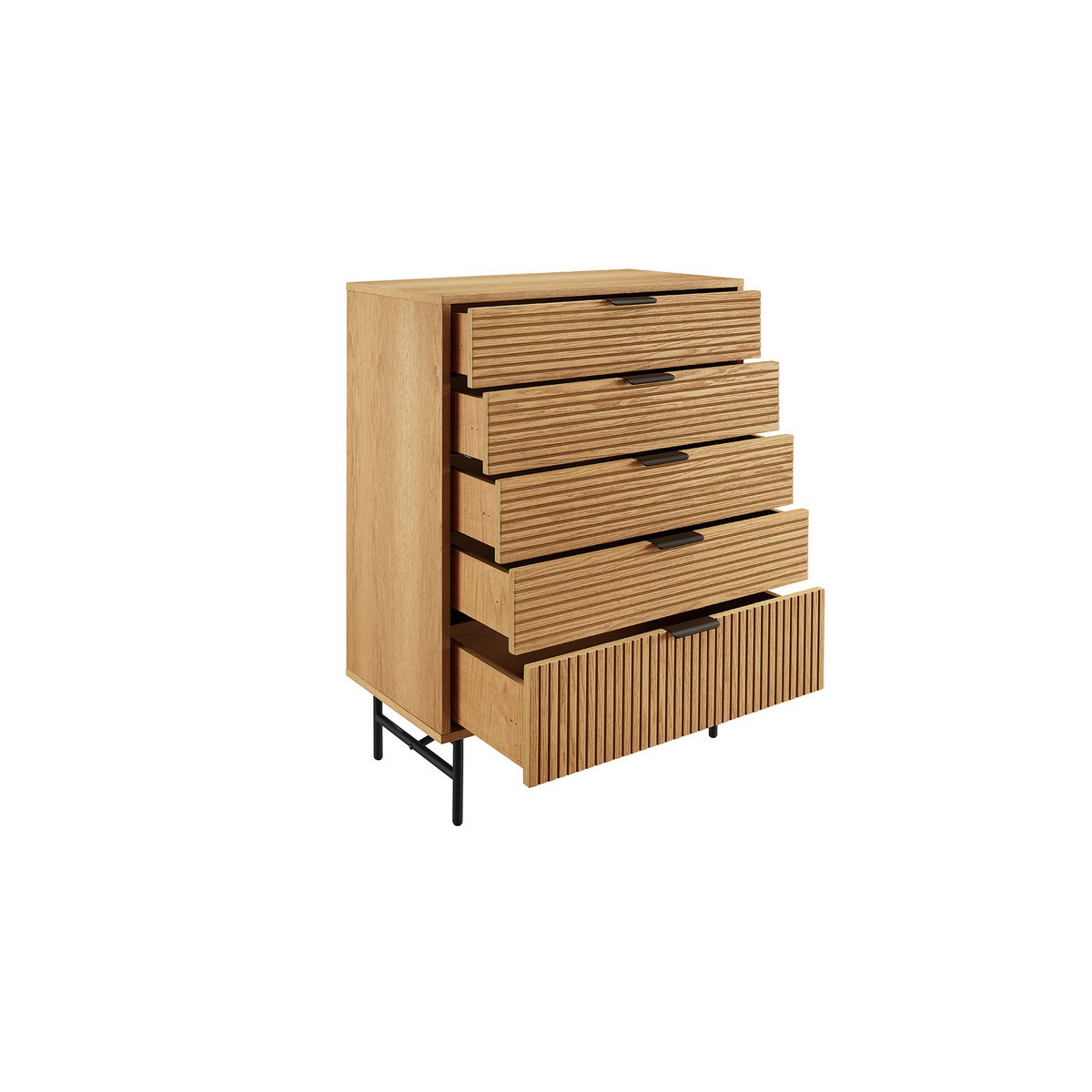 Kommode hoch 80 cm Eiche Echtholzfurnier