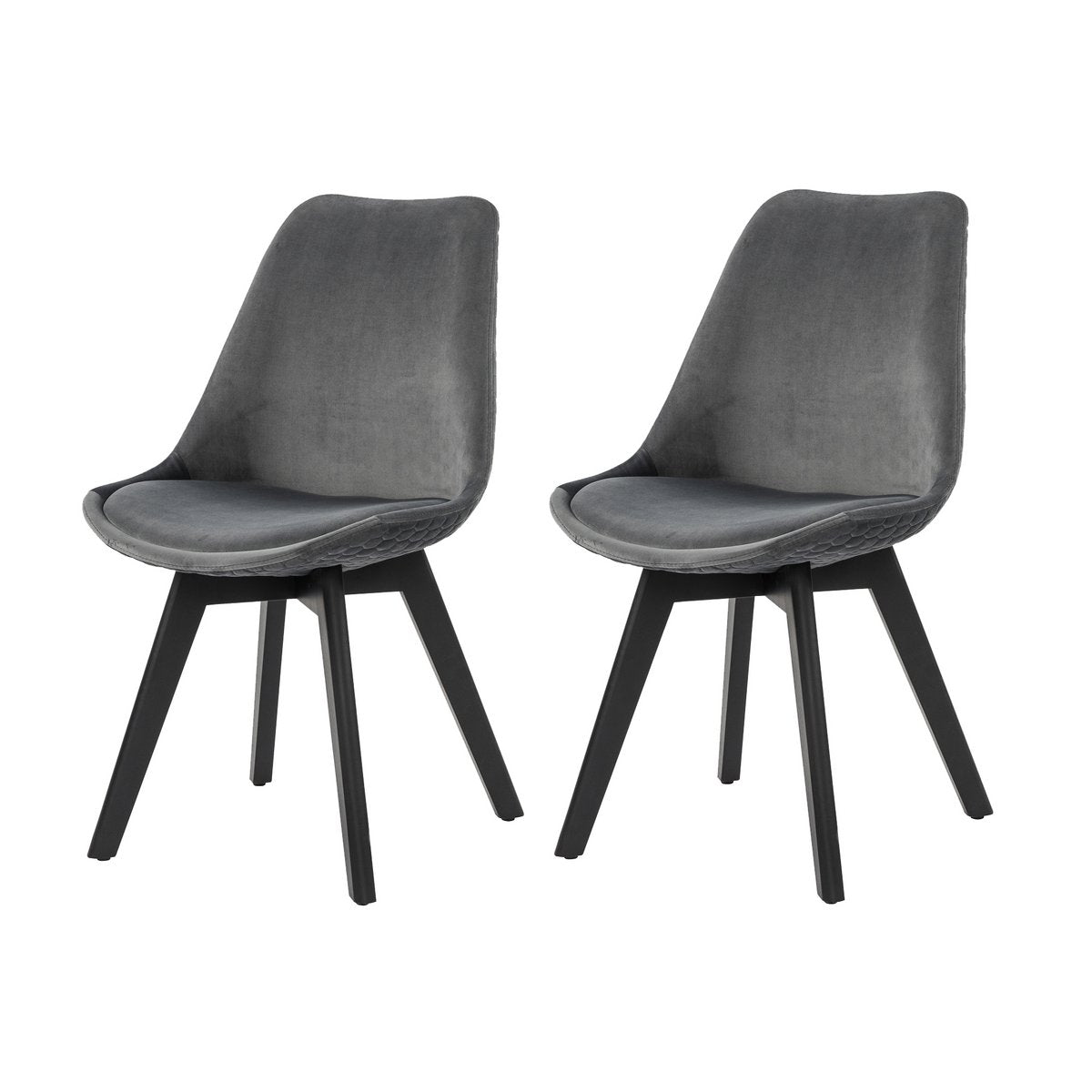 Dining room chair set of 2 gray velvet