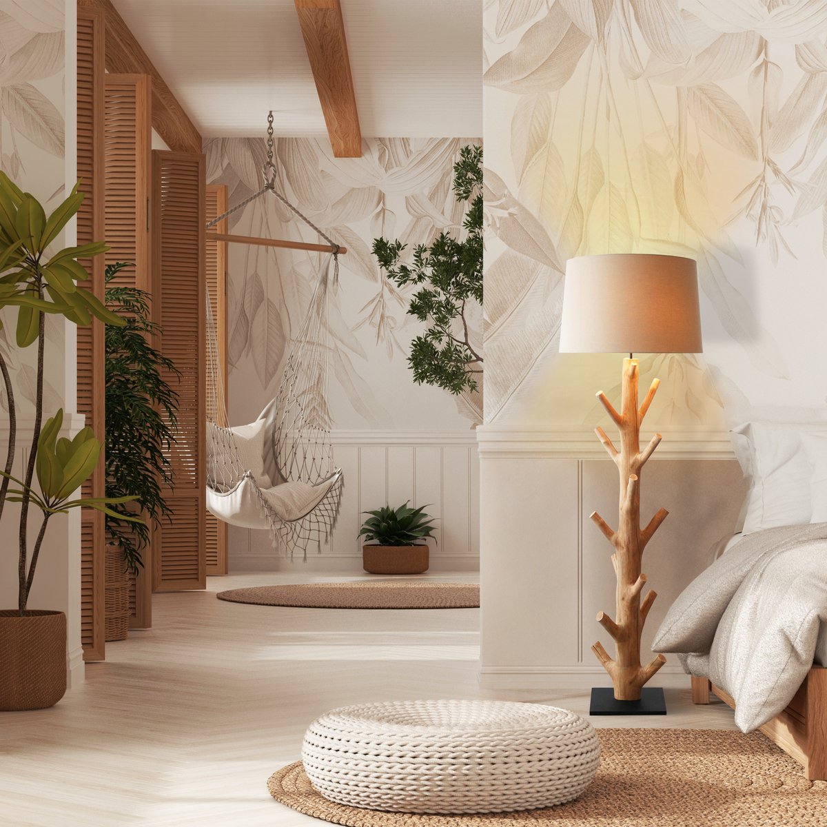 Floor lamp driftwood natural/white 175 cm