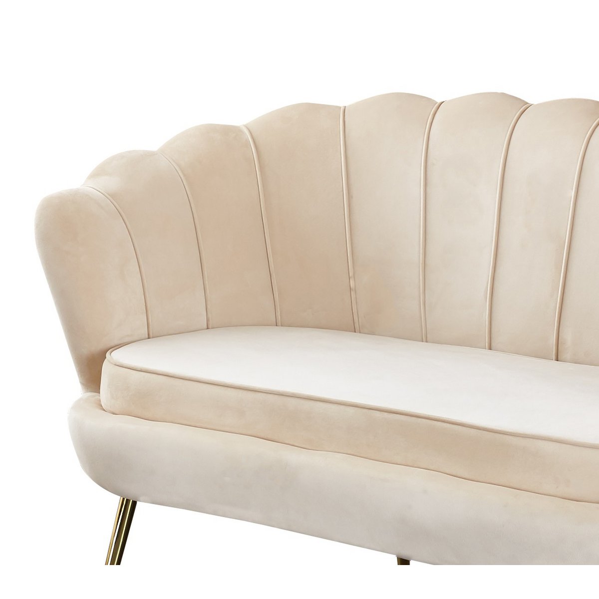 Beige velvet shell sofa