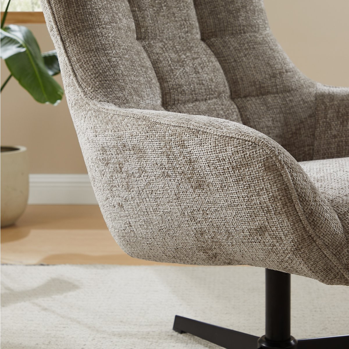 Armchair chenille fabric light gray