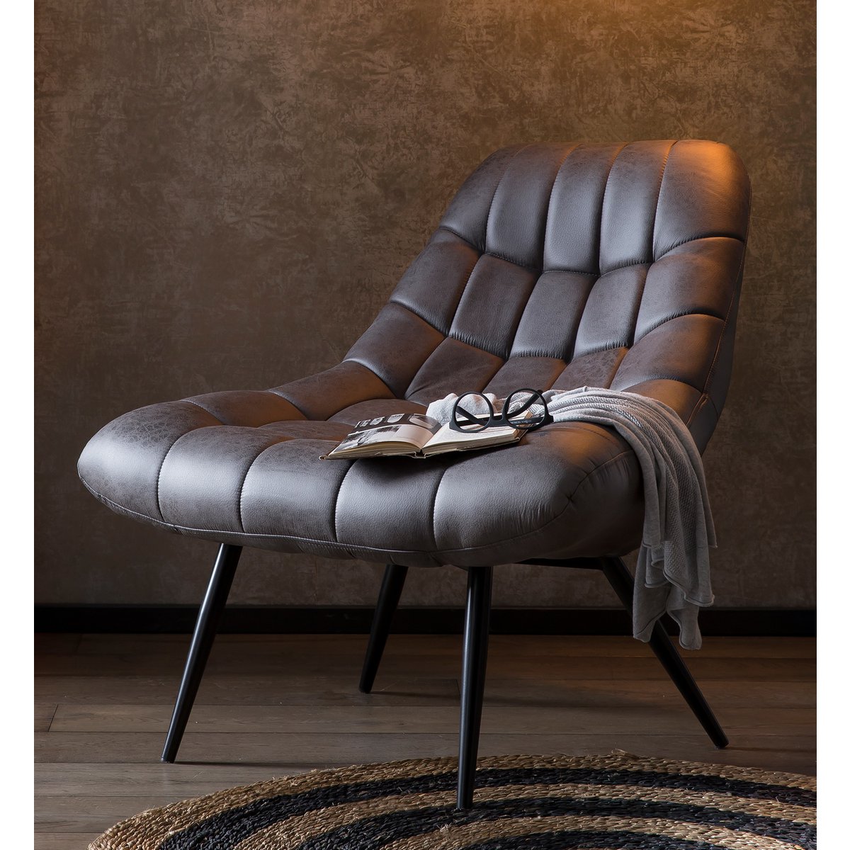 Armchair XXL faux leather dark brown