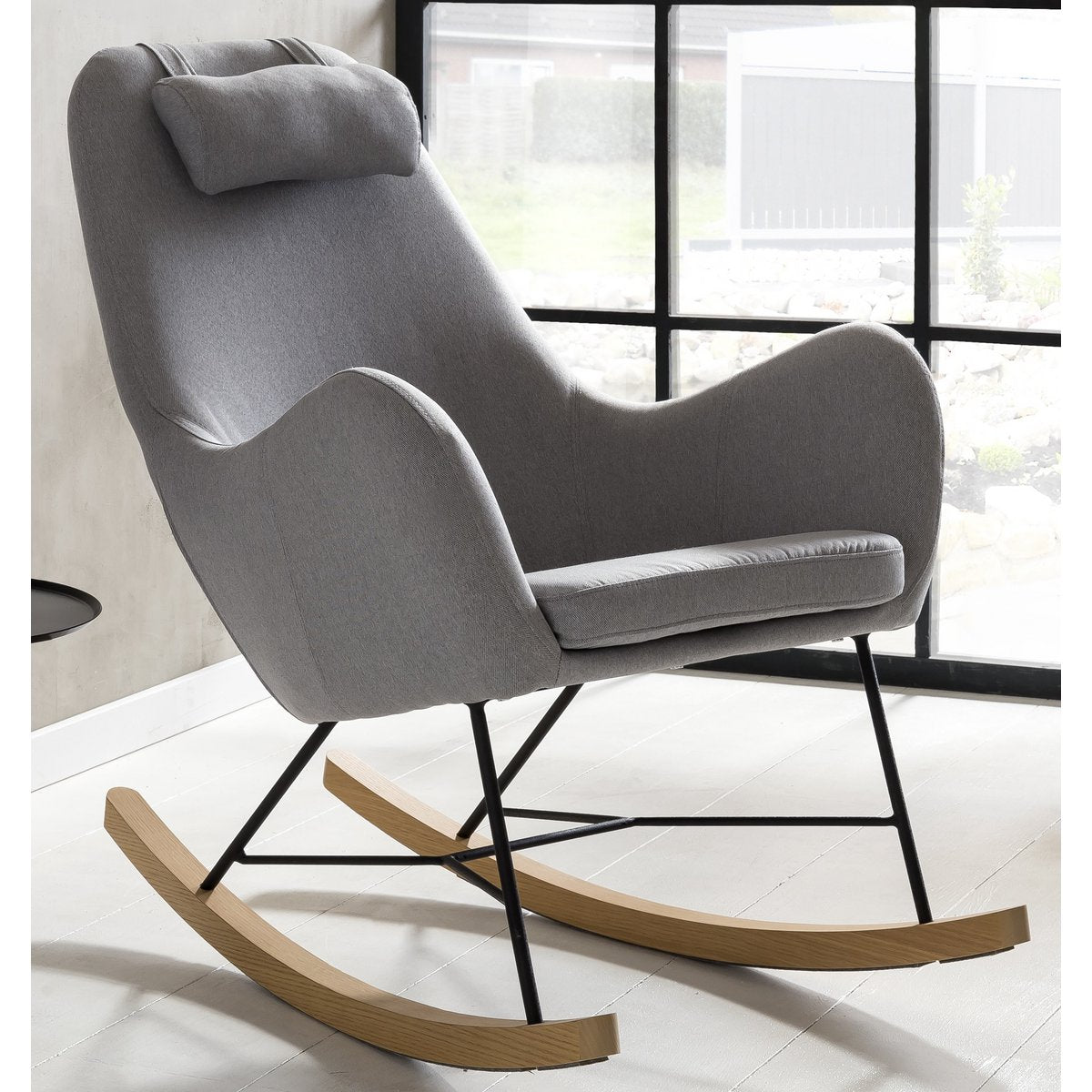 Rocking chair gray textile